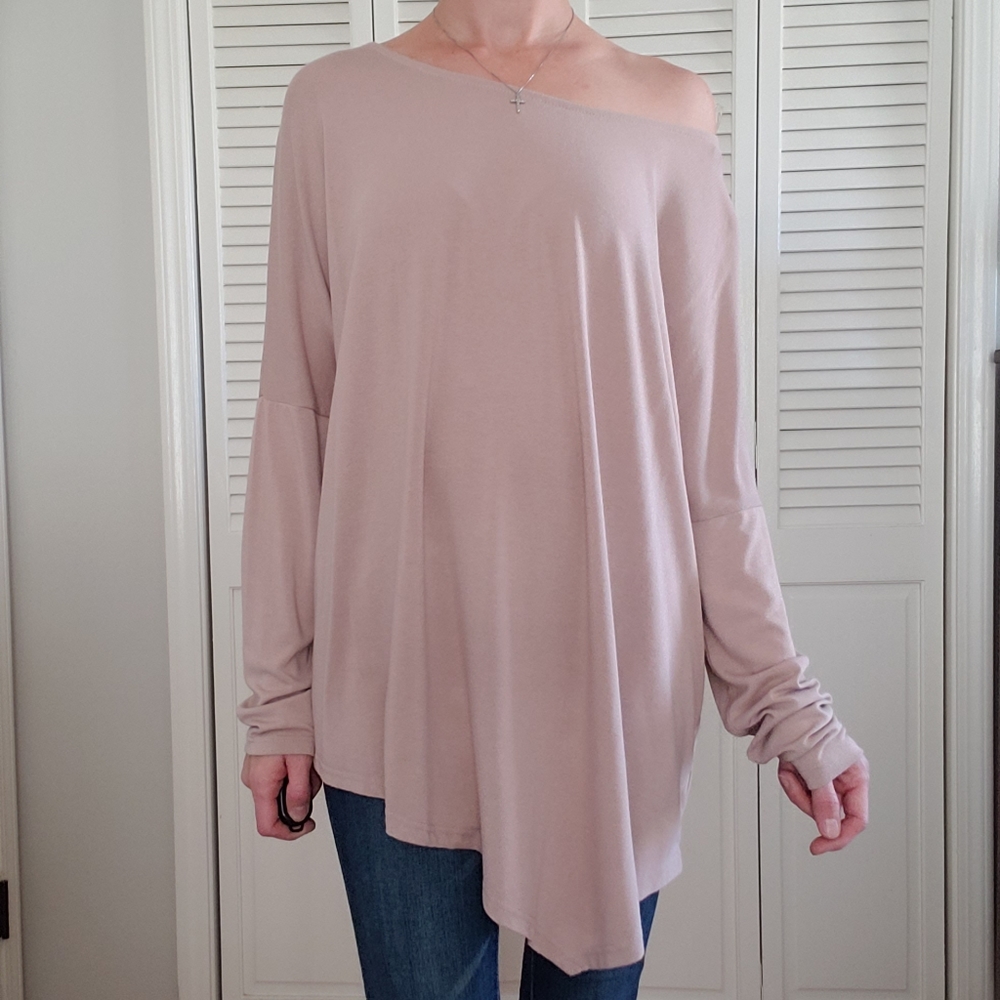 Umgee Pink Asymmetrical Dolman Long Sleeve
